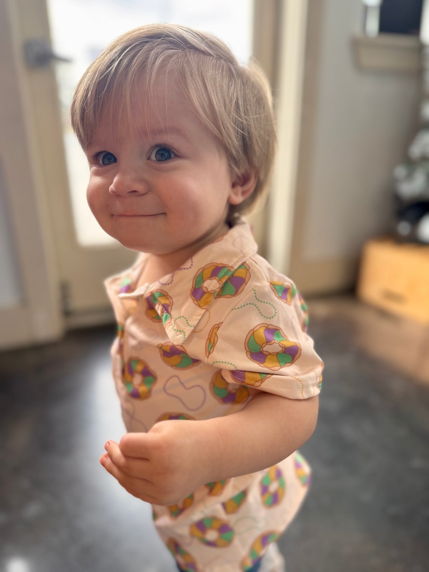 Baby Boys King Cakes Printed Mardi Gras Polo