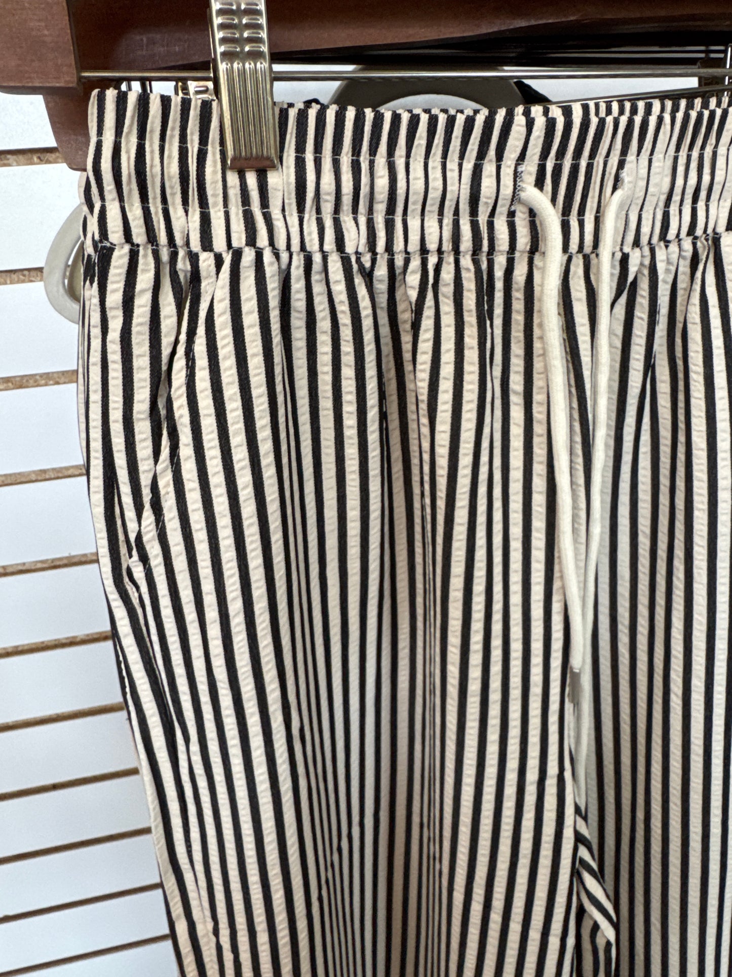 Striped Straight Leg Pants – Relaxed Everyday Fit ~ Black