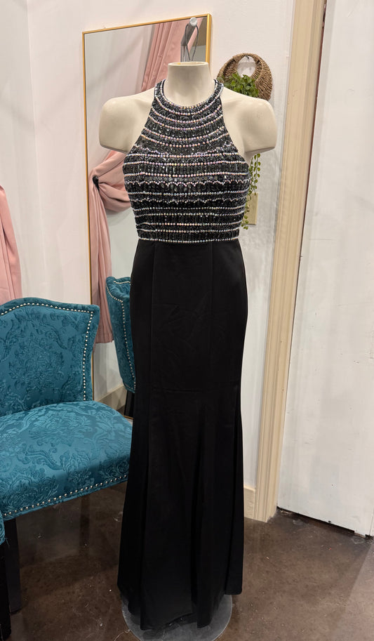 Black Scoop Back Prom Dress ~ Small