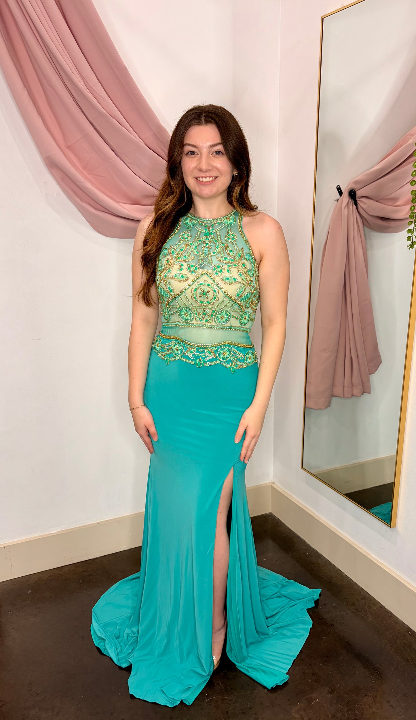 JEWEL EMBELLISHED HIGH TOP EVENING GOWN ~ Small