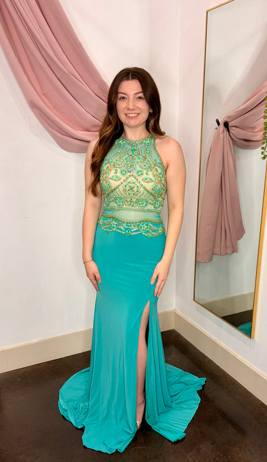 JEWEL EMBELLISHED HIGH TOP EVENING GOWN ~ Small