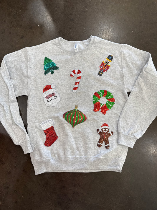 Festive Christmas Sparkle Sequin Graphic Sweatshirt