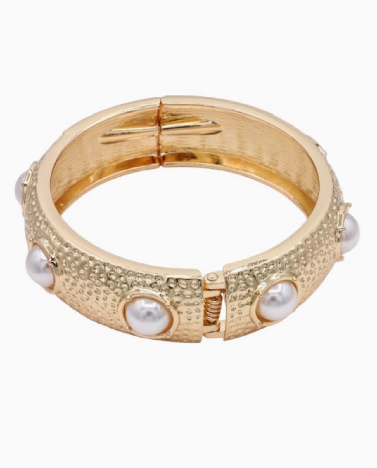Hammered Pearl Bangle