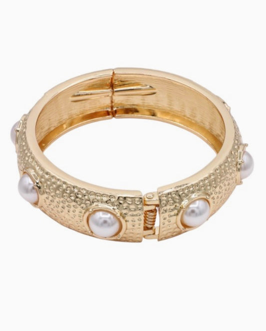 Hammered Pearl Bangle