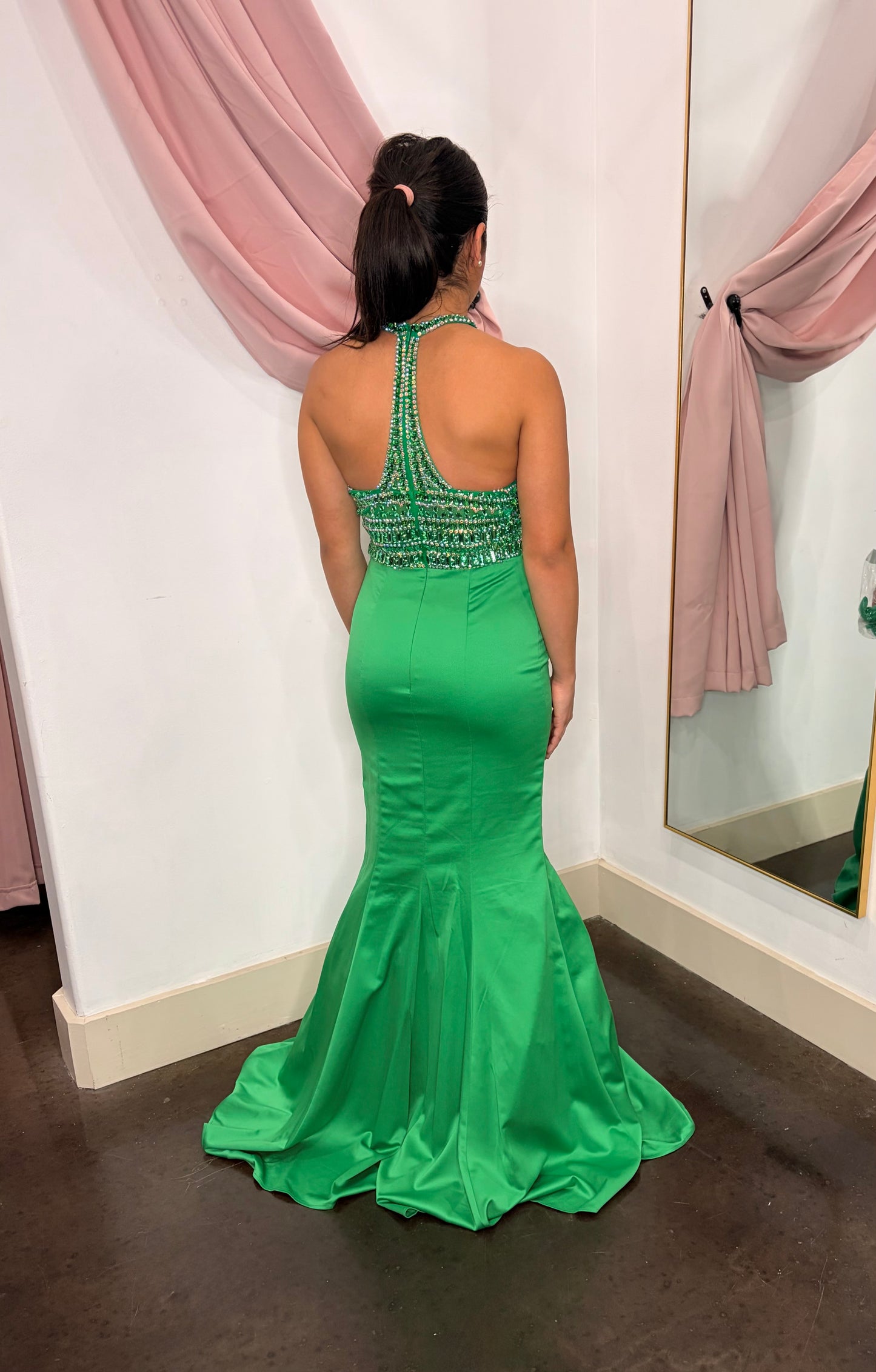 Green Scoop Back Formal Dress ~ X-Small