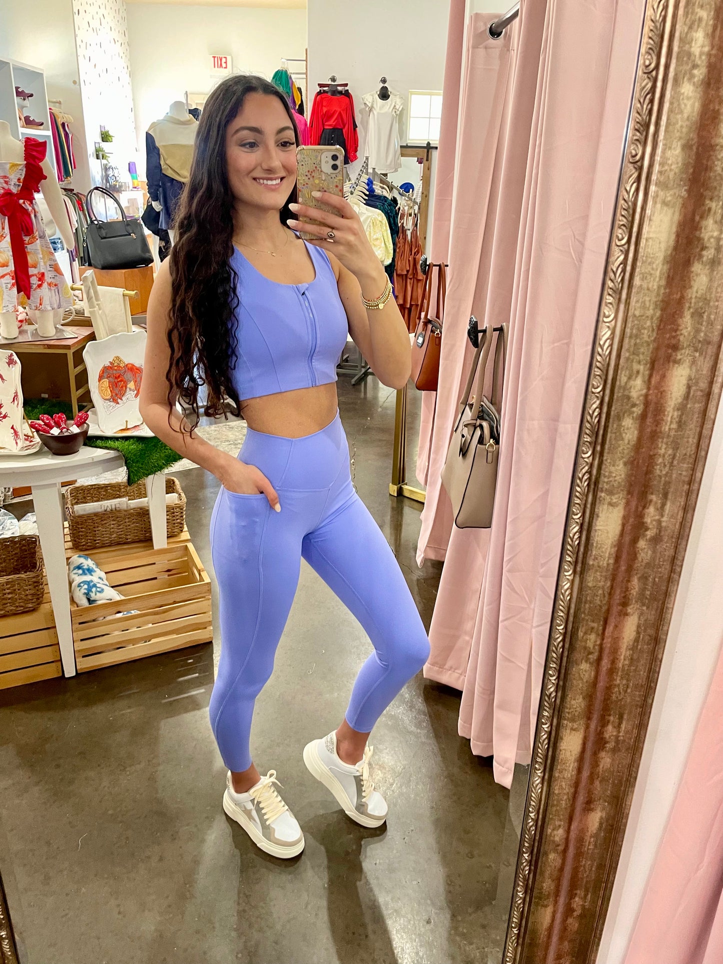 Lavender-Blue Power Sculpt Sports Bra & Legging Set