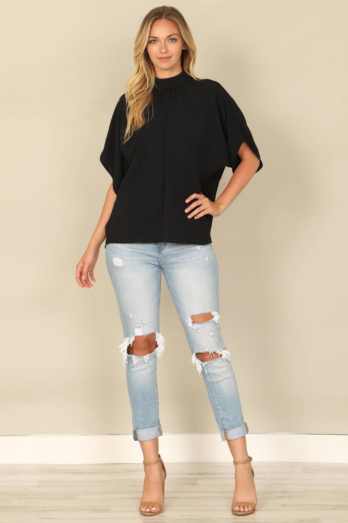DOLMAN SLEEVE HIGH NECK TOP