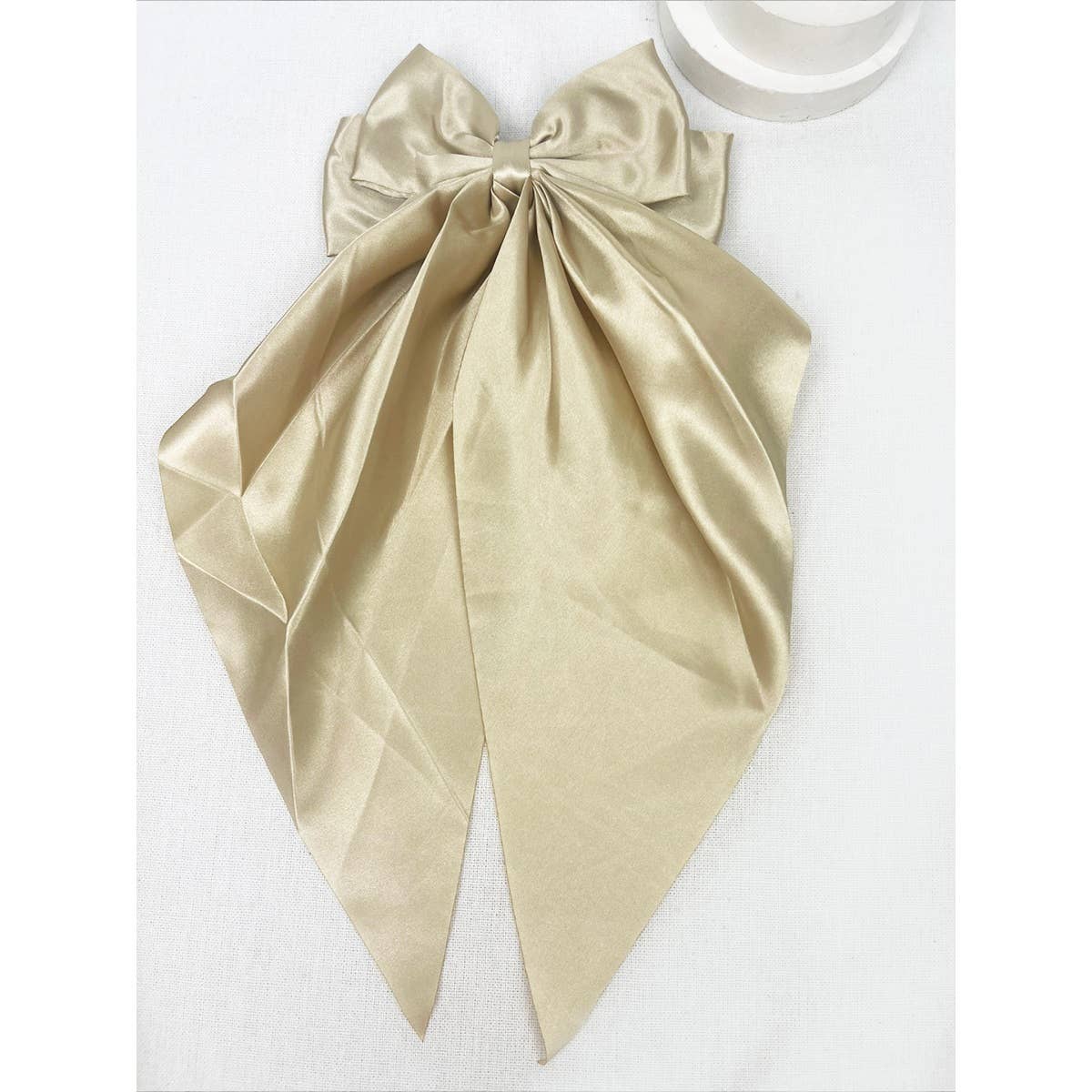 Golden Satin Oversized French Bow Hair Barrettes