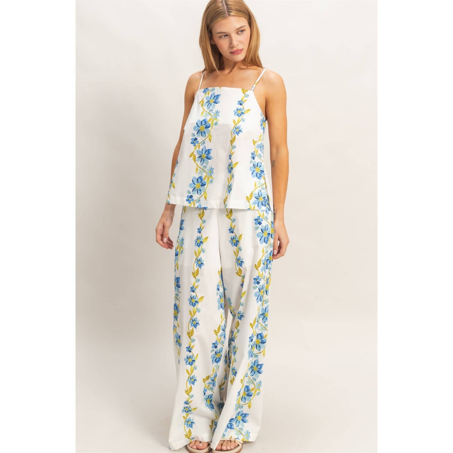 Floral Spaghetti Strap Top & Pants Set