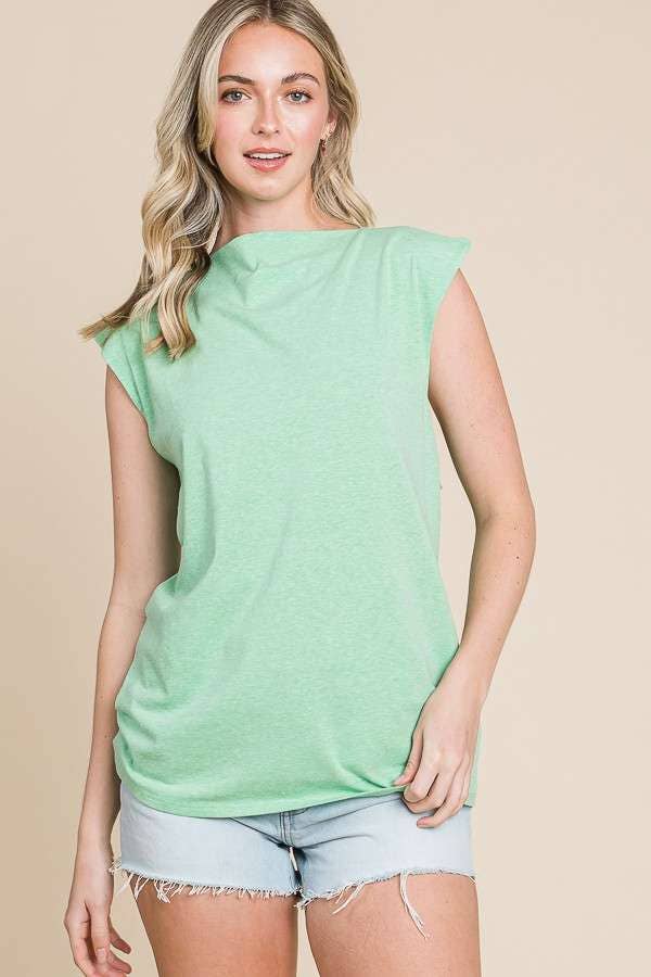 Cowl Neck Twist Drape Back Tank Top