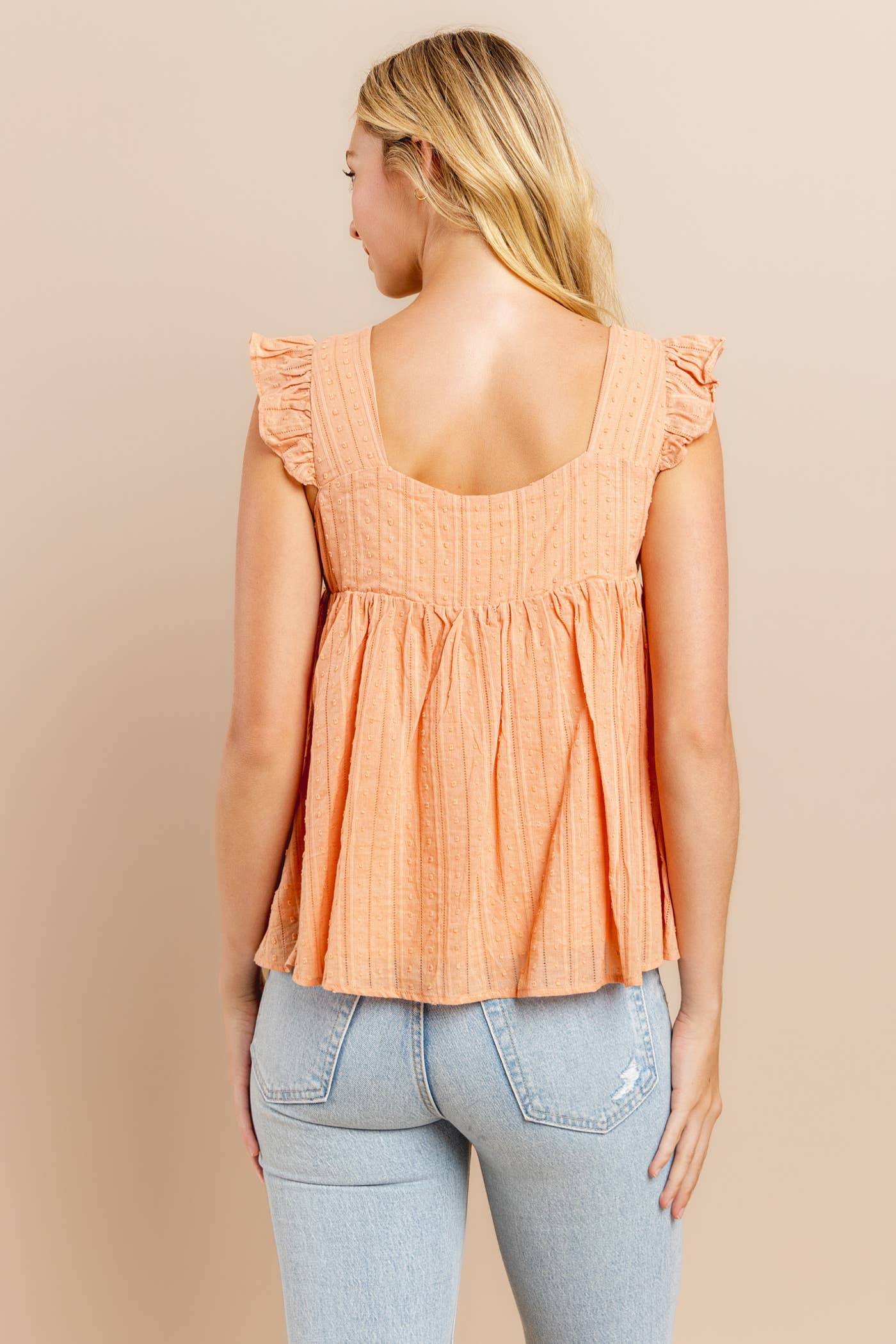 Rusty Peach Flare Bottom Blouse
