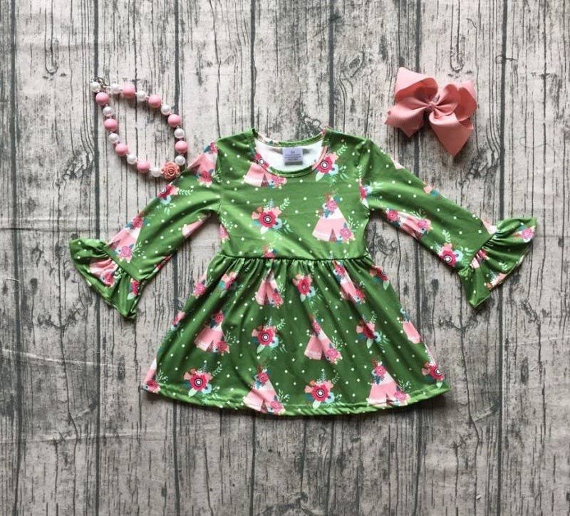 Girls Green Teepee Dress