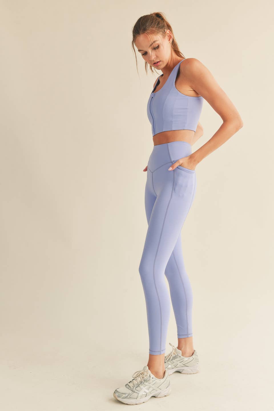 Lavender-Blue Power Sculpt Sports Bra & Legging Set