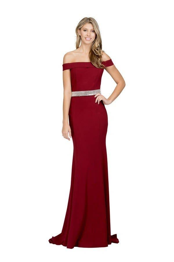 Off Shoulder Long Dress With Beaded Belt ~ Small