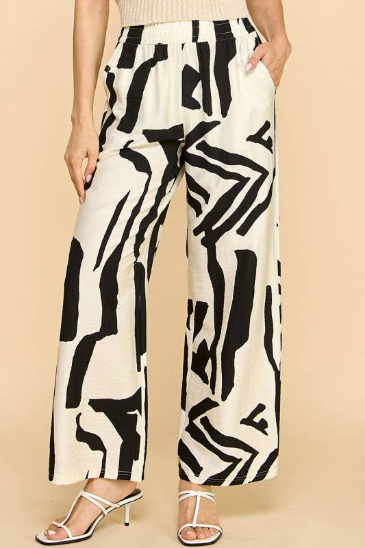 UNIQUE PRINT WIDE LEG PANTS