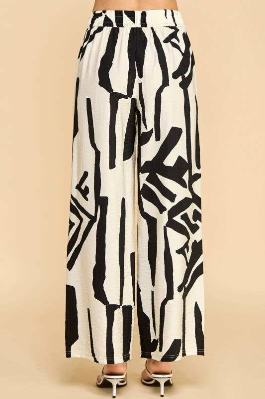 UNIQUE PRINT WIDE LEG PANTS