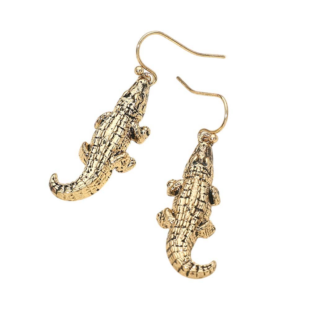 Metal Alligator Charm Drop Earrings