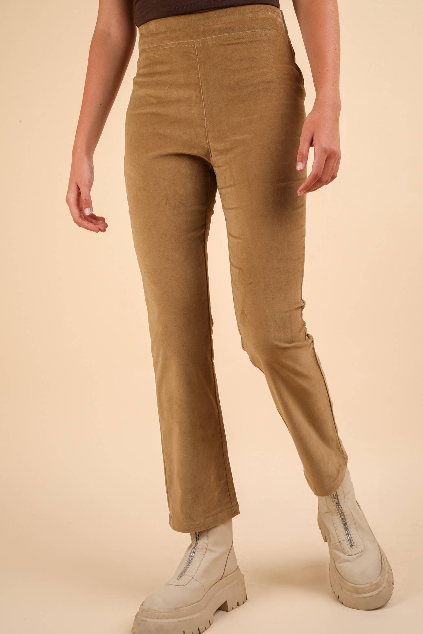 Velvet Boot Cut Pants with Back Pockets