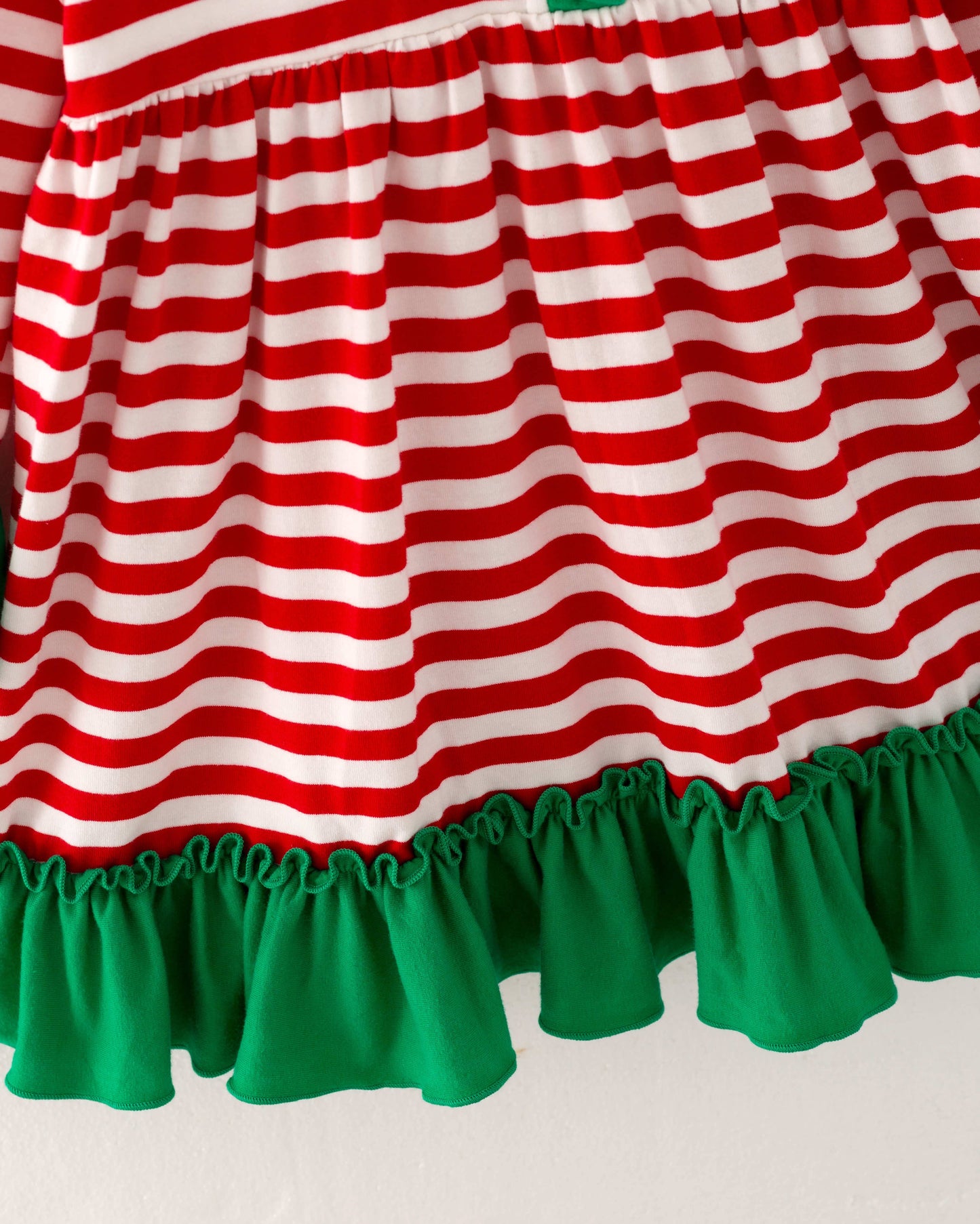 Christmas Red Striped Santa Ruffle Girl Dress Clothing