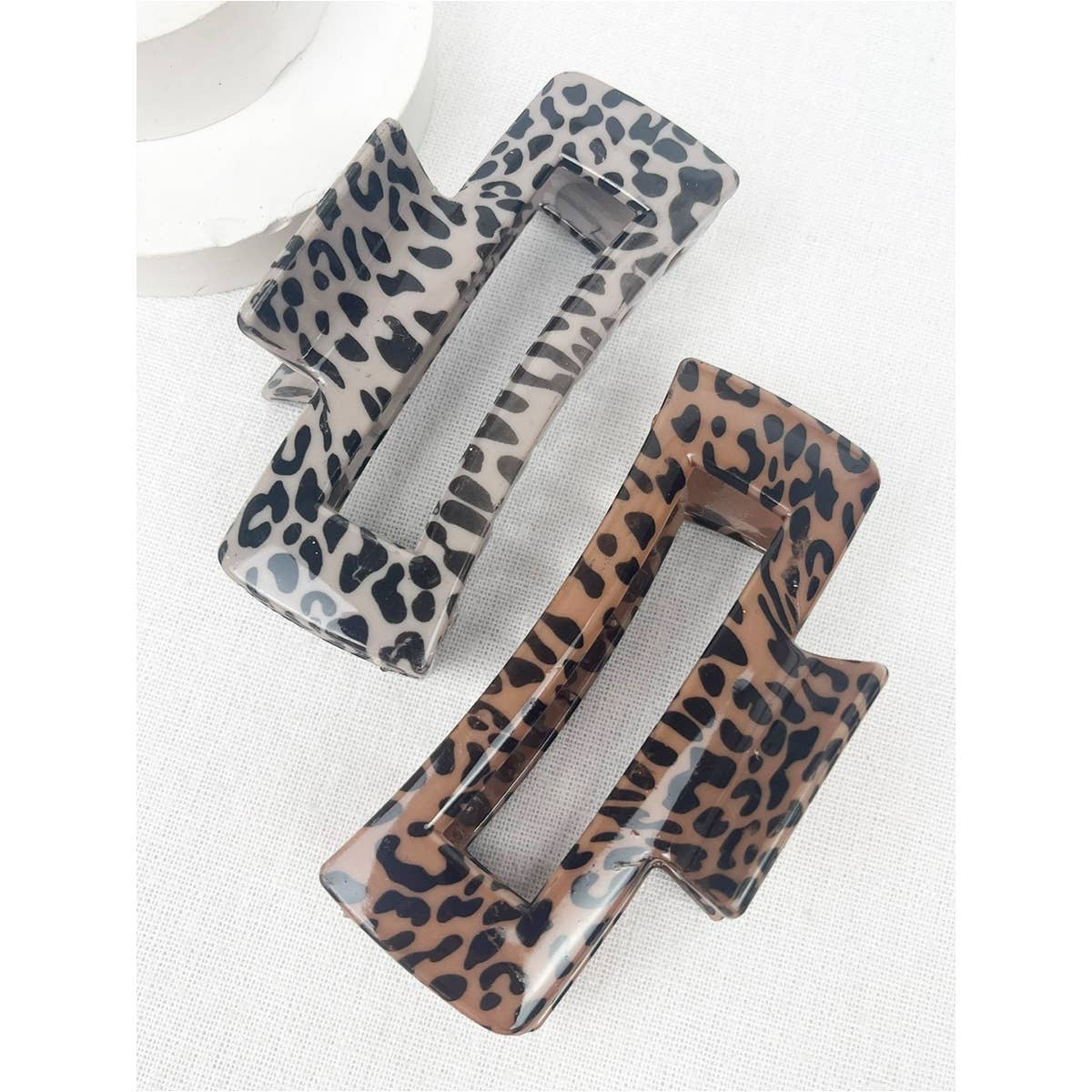 Leopard Pattern Rectangle Hair Clips