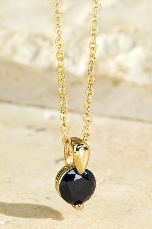 Brass with Cubic Zirconia Charm Necklace: Black