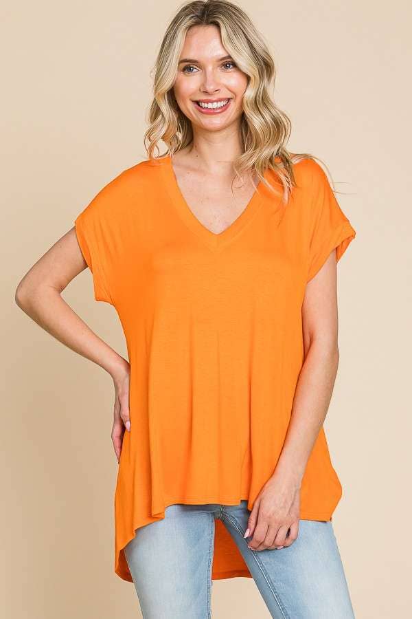 V Neck Flare Short Sleeve Top