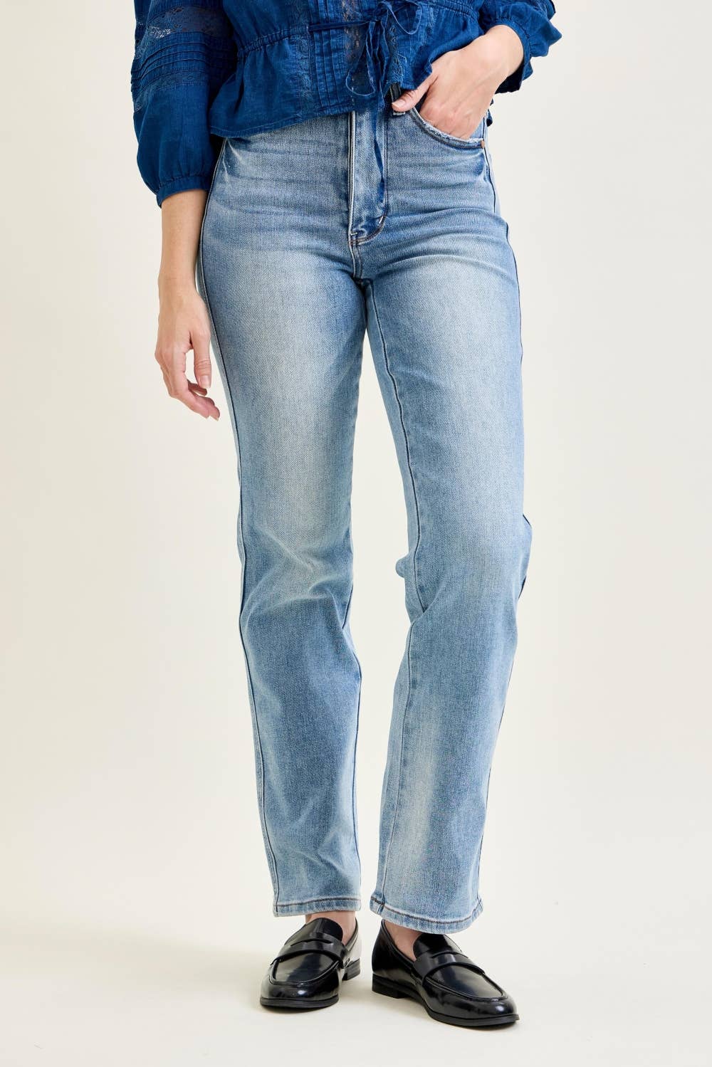 HW Tummy Control Contrast Wash Straight Judy Blue
