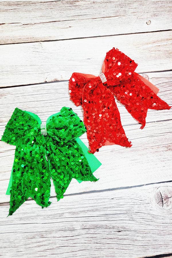 Christmas Velvet Sequin Cheer Hair Bow