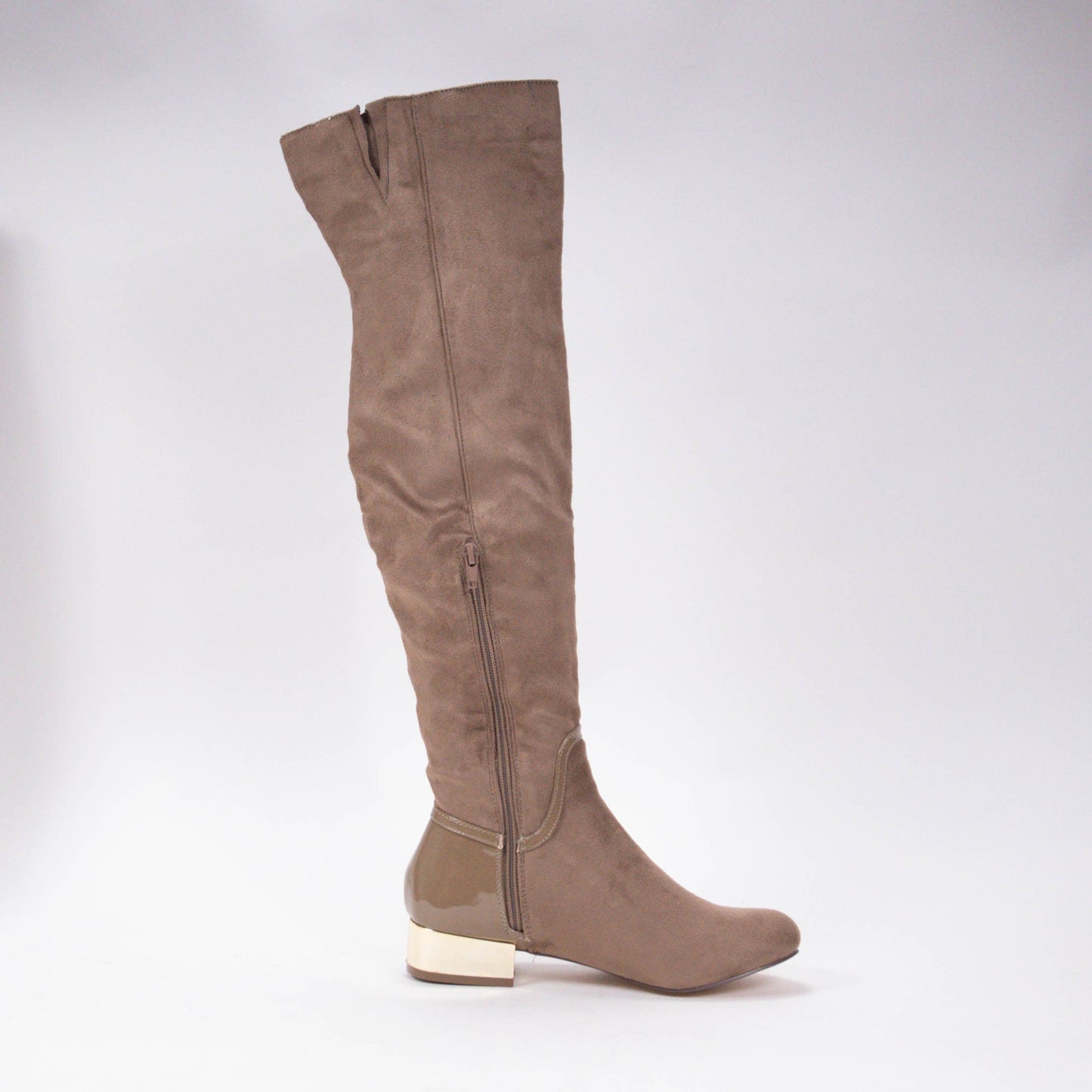 METALLIC HEEL ALMOND-TOE OVER-KNEE BOOTS