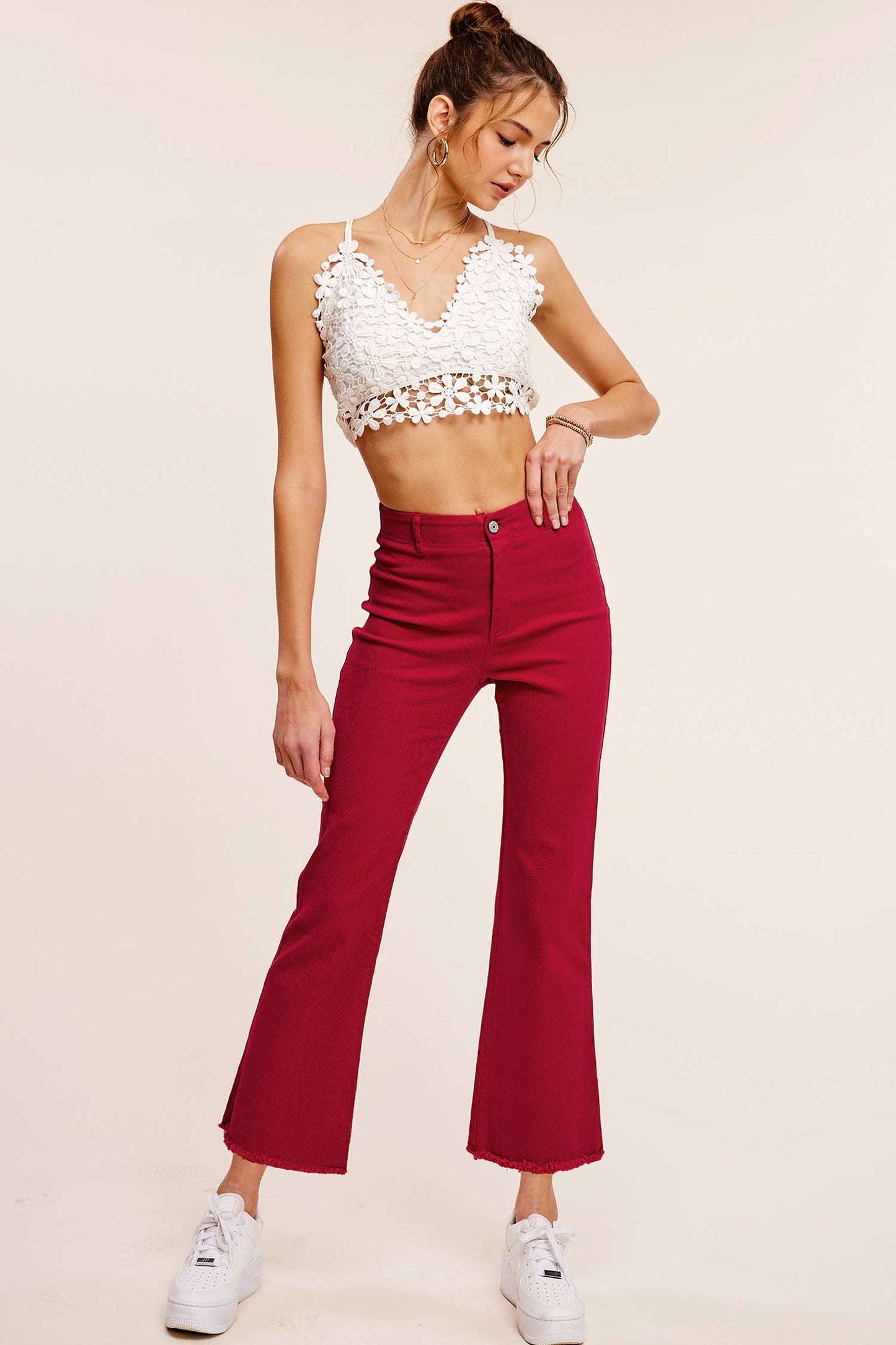 Soft Washed Stretchy High Waisted Flare Pants