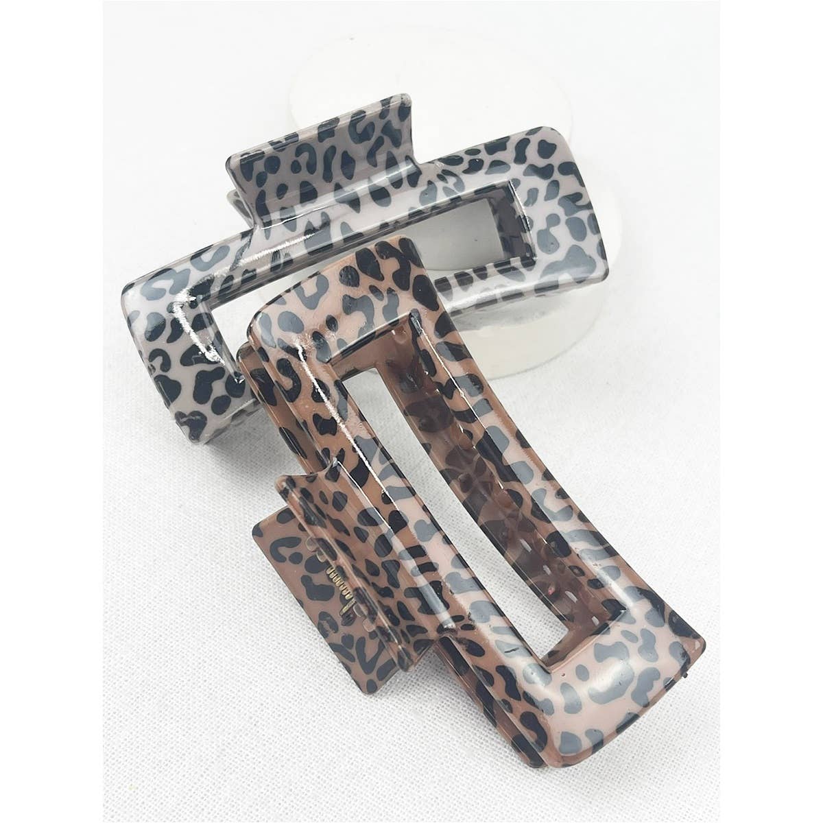 Leopard Pattern Rectangle Hair Clips