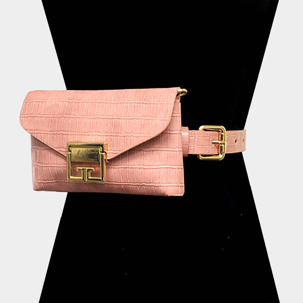 Alligator Pattern Faux Leather Fanny Pack / Belt / Crossbody
