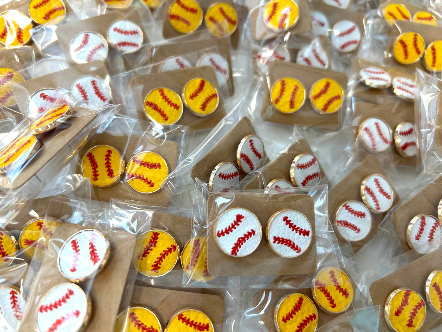 ⚾ Baseball + Softball Leather Stud Earrings