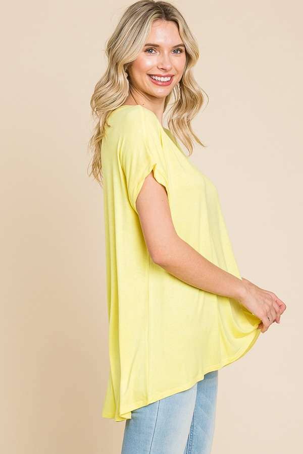 V Neck Flare Short Sleeve Top