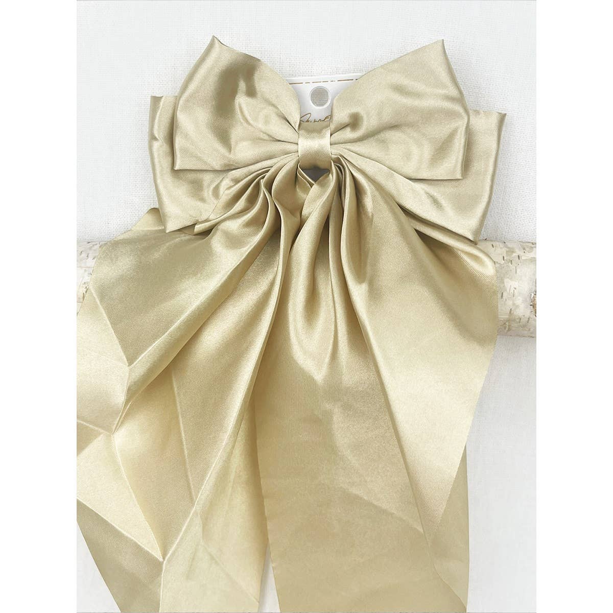 Golden Satin Oversized French Bow Hair Barrettes