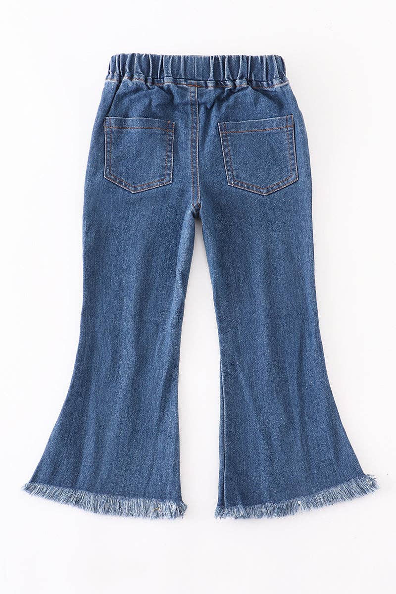 Navy open front girls denim jeans