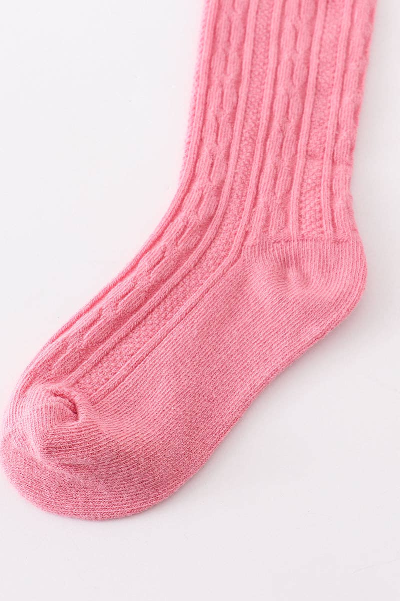 Pink knit knee high sock