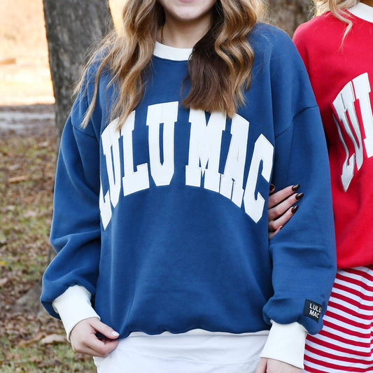Lulu Mac Adult Color Block Navy/White Sweatshirt