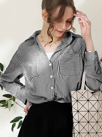 Striped Button Down Long Sleeve Collared Shirts
