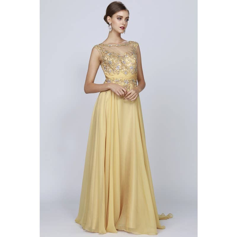 SLEEVELESS MESH TOP WITH GATHERED WAIST FORMAL ~ Medium