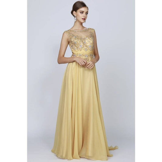 SLEEVELESS MESH TOP WITH GATHERED WAIST FORMAL ~ Medium