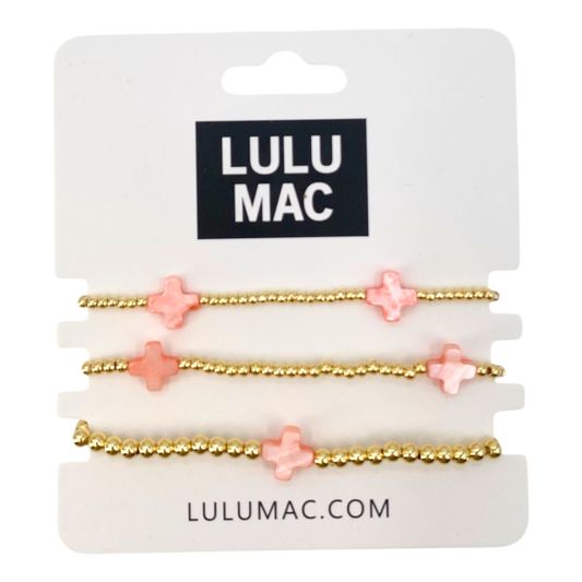 3 piece Pink Cross Lulu Mac Bracelets