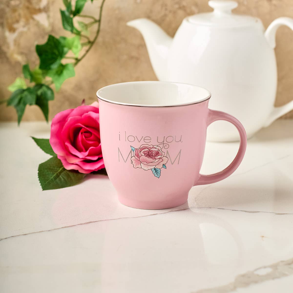 Petal Pink I Love You Mom Ceramic Mug - Proverbs 3:15