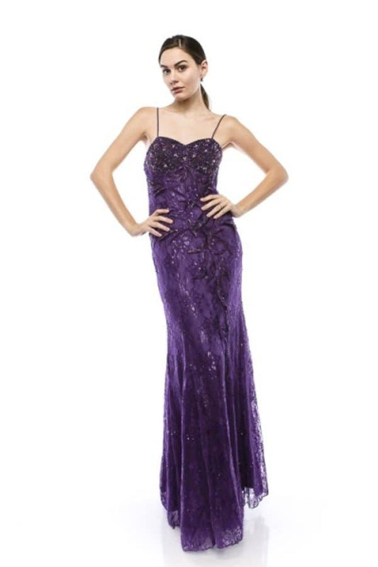 Satin and Lace Long Dress With Beading ~ Medium