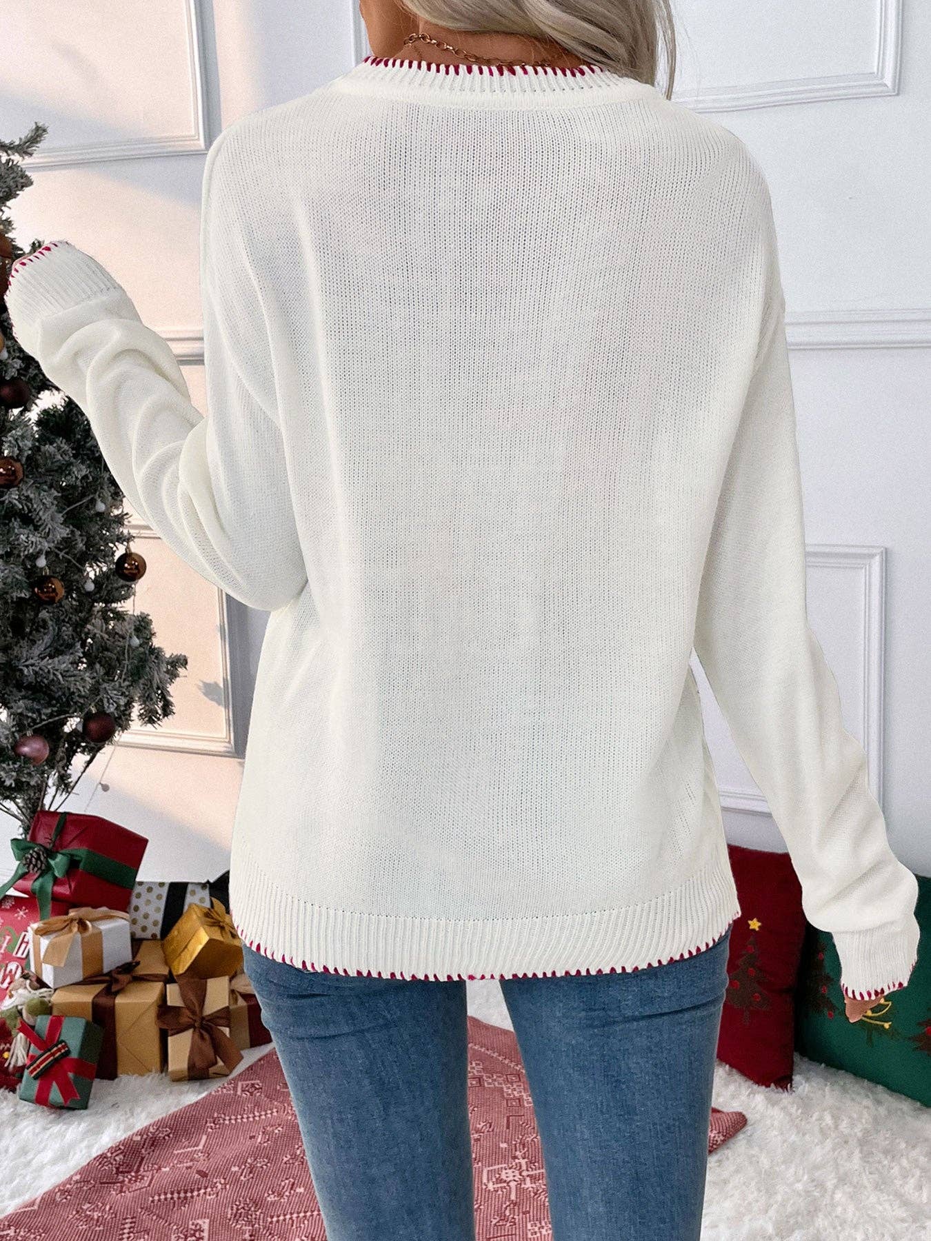 Bow Knit Sweater Holiday Pullover