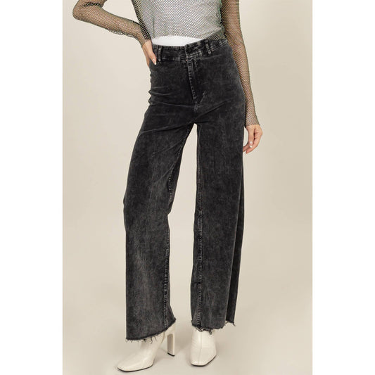 WASHED CORDUROY FLARE LEG PANTS