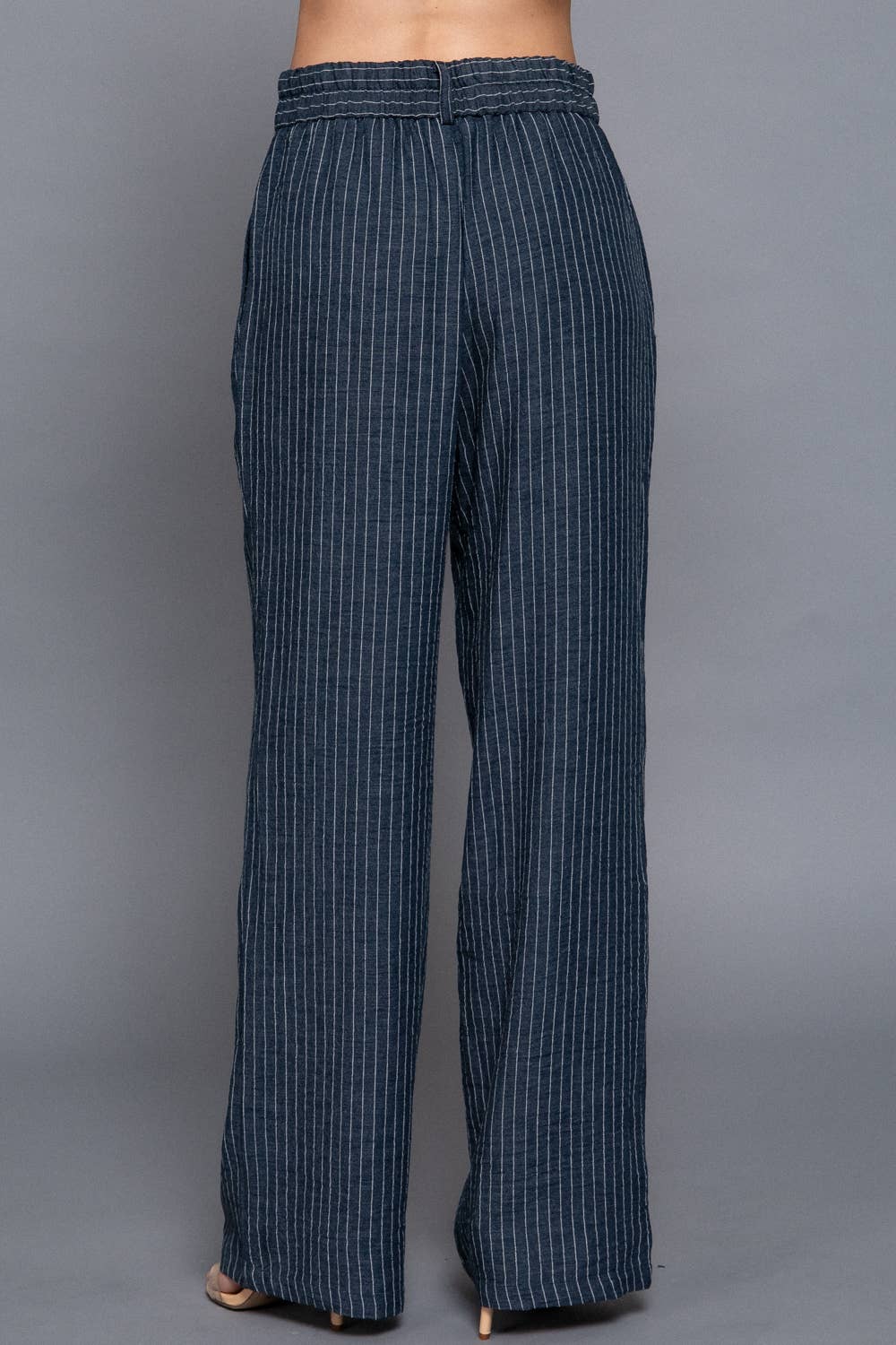Straight Stripe Linen Effect Long Pant