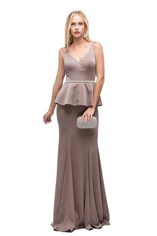 Mocha Flowing Mermaid Skirt Formal Dress ~ Small