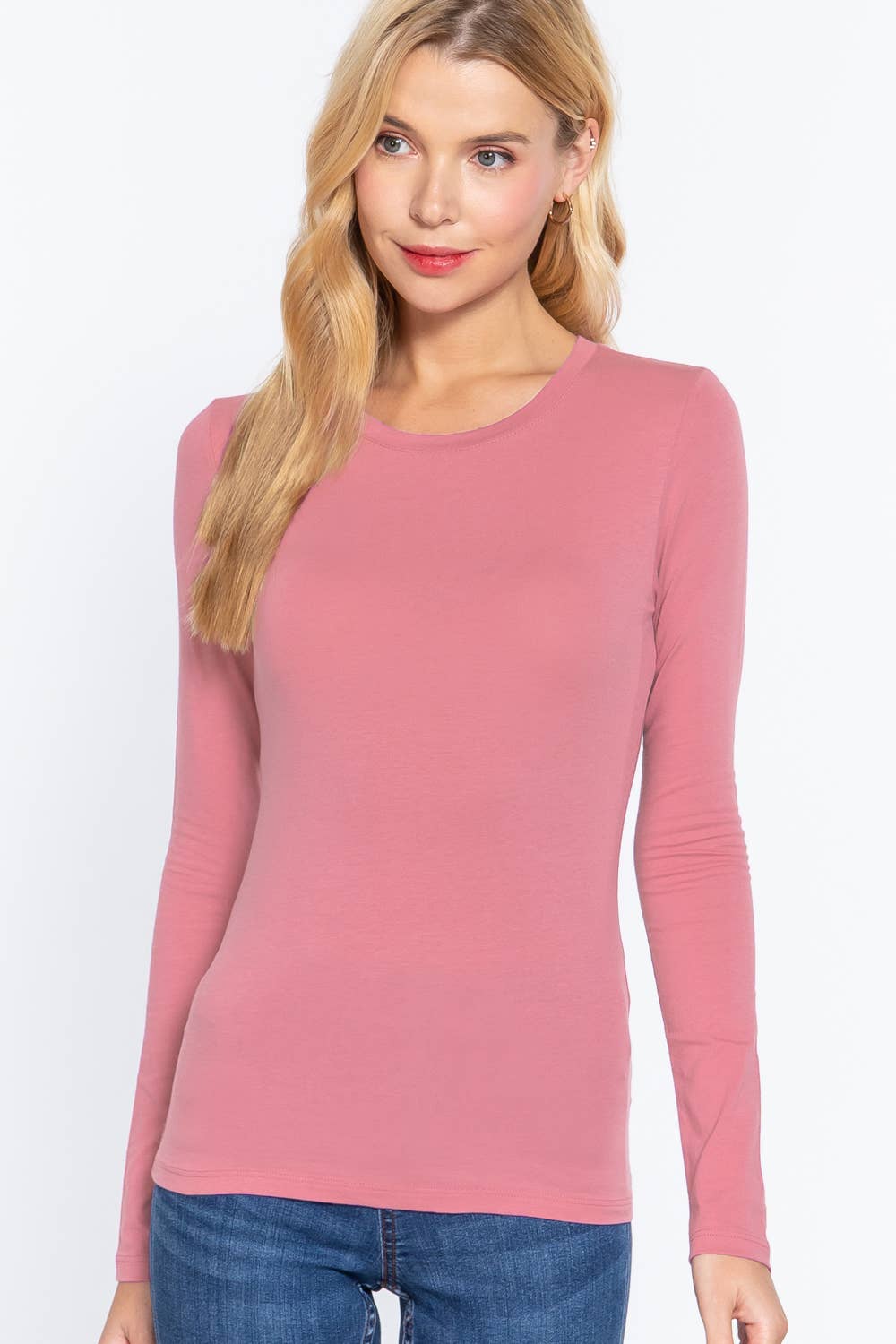 Long Sleeve Crew Neck Cotton Jersey Top