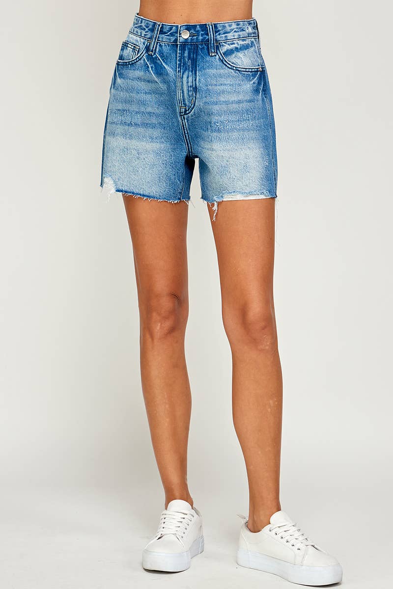 Light Wash - High Rise Denim Shorts